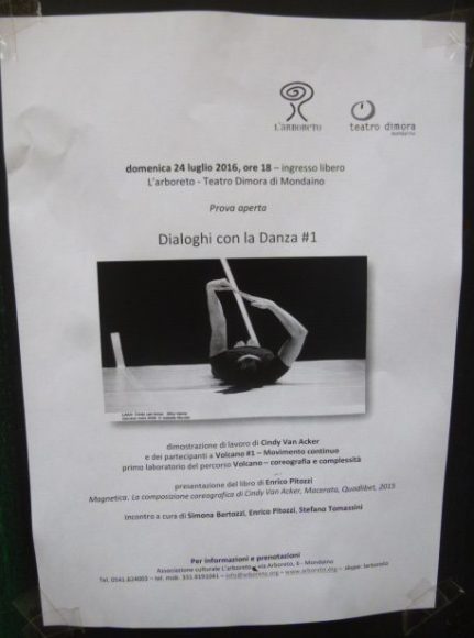Advert for 'Dialoghi con la danza'. Mondaino, Italy, 23/07/2016